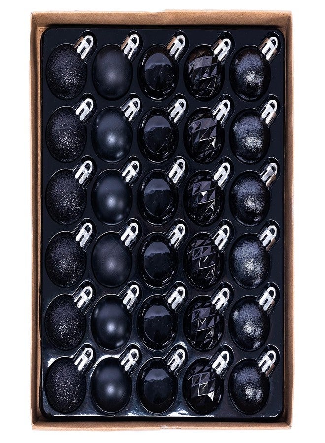 HipTree 30ct Christmas Halloween Ornaments Tree Decorations Set-1.18 Inch Black Shatterproof Decorative Hanging Ball Ornament Bulk,Mini Xmas Tree Tabletop Decorations for Fall Holiday Party Home Decor - Image 1